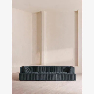 Soho Home Hamish Modular Sofa, Four Seater, Velvet, Grey Blue