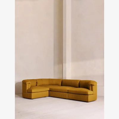Soho Home Oona Deep Sit Modular Sofa, L-Shape Sofa, Linen, Turmeric, UK