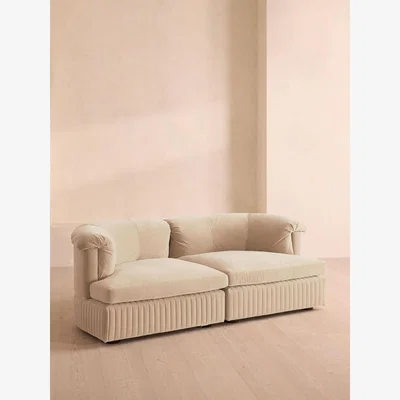 Soho Home Oona Modular Sofa, Three Seater, Velvet Porcelain UK