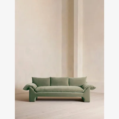 Soho Home Wyatt Three Seater Sofa, Velvet, Seafoam, UK