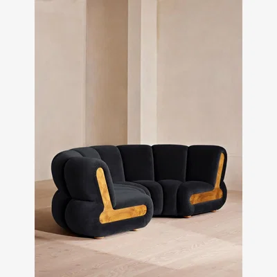 Soho Home Noelle Modular Curved Sofa, Four Seater, Velvet, Royal Blue