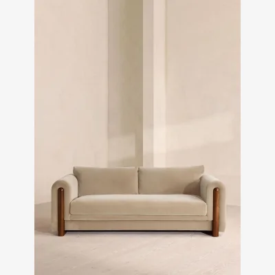 Soho Home Farrell Three Seater Sofa, Velvet, Oyster, UK