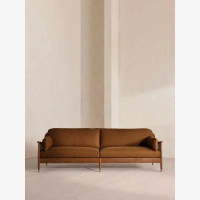 Soho Home Atlanta Four Seater Sofa, Linen, Terracotta, UK