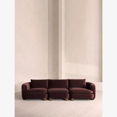 Soho Home Vivienne Modular Sofa, Four Seater, Velvet, Aubergine, UK