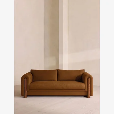 Soho Home Farrell Three Seater Sofa, Linen, Terracotta, UK