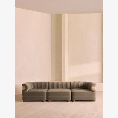 Soho Home Caleb Modular Four Seater Sofa, Velvet, Taupe, Light Burl, UK