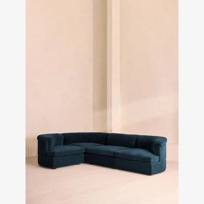Soho Home Oona Modular Sofa, L-Shape Sofa, Velvet Royal Blue UK