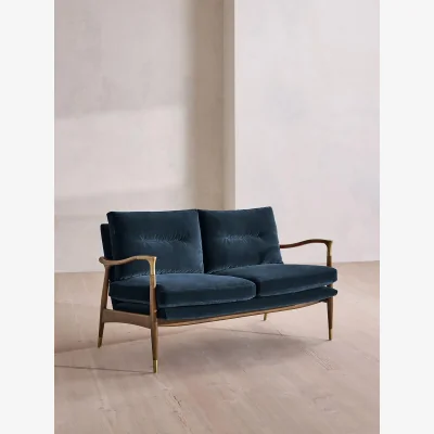 Soho Home Theodore Two Seater Sofa, Velvet, Royal Blue, UK