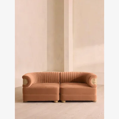Soho Home Caleb Modular Three Seater Sofa, Velvet, Antique Rose, Light Burl, UK