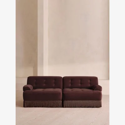 Soho Home Elowen Modular Sofa, Three Seater, Velvet, Aubergine, UK