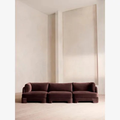 Soho Home Odell Deeper Sit Modular Sofa, Four Seater, Velvet, Aubergine, UK