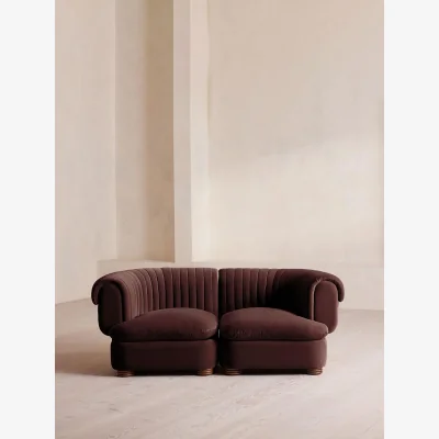Soho Home Rava Modular Sofa, Three Seater, Velvet, Aubergine, UK
