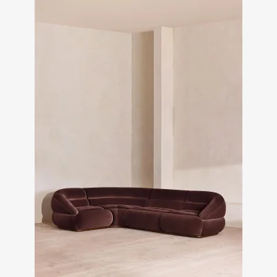 Soho Home Edison Modular Sofa, L-Shape Sofa, Velvet, Aubergine UK