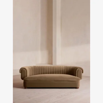 Soho Home Rava Three Seater Sofa, Velvet, Truffle, UK