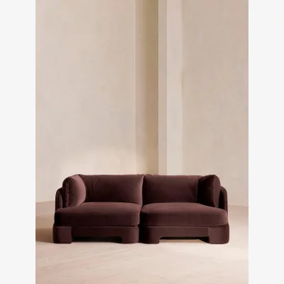 Soho Home Odell Modular Sofa, Three Seater, Velvet, Aubergine, UK