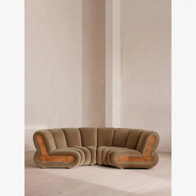 Soho Home Noelle Modular Curved Sofa, Four Seater, Velvet, Truffle, UK