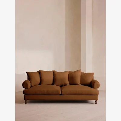 Soho Home Audrey Three Seater Sofa, Linen, Terracotta, UK