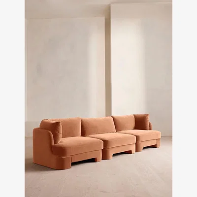 Soho Home Odell Deeper Sit Modular Sofa, Four Seater, Velvet Antique Rose UK