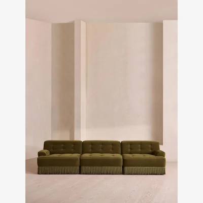 Soho Home Elowen Modular Sofa, Four Seater, Velvet, Olive UK