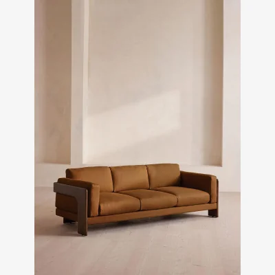 Soho Home Marcia Three Seater Sofa, Linen, Terracotta, UK