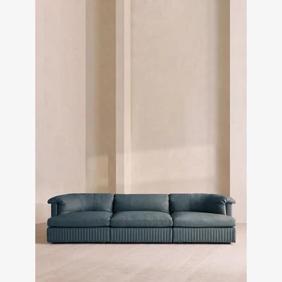 Soho Home Oona Modular Sofa, Four Seater, Linen, Prussian Blue, UK
