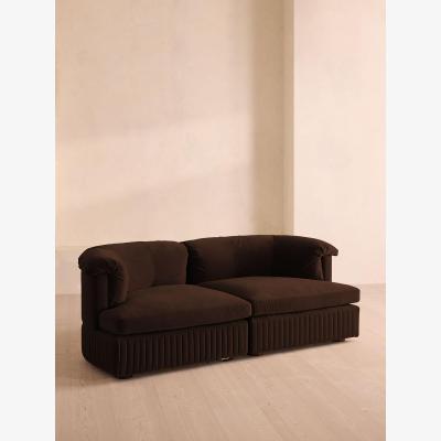 Soho Home Oona Modular Sofa, Three Seater, Velvet, Chocolate UK