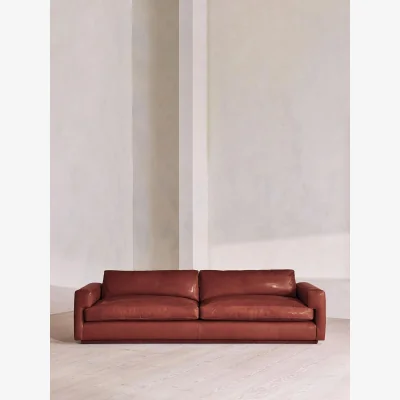 Soho Home Mossley Four Seater Sofa, Leather, Sangria, UK