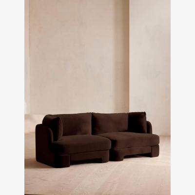 Soho Home Odell Deeper Sit Modular Sofa, Three Seater, Velvet, Chocolate UK