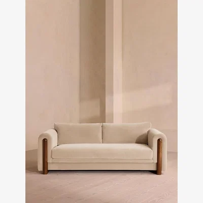 Soho Home Faarell Three Seater Sofa, Velvet, Porcelain