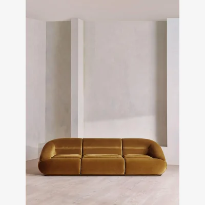Soho Home Edison Modular Sofa, Four Seater, Velvet, Mustard UK