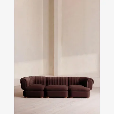 Soho Home Rava Modular Sofa, Four Seater, Velvet, Aubergine, UK