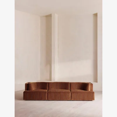 Soho Home Hamish Modular Sofa, Four Seater, Velvet, Cinnamon, UK