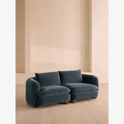 Soho Home Vivienne Deeper Sit Modular Sofa, Three Seater, Velvet Grey Blue UK