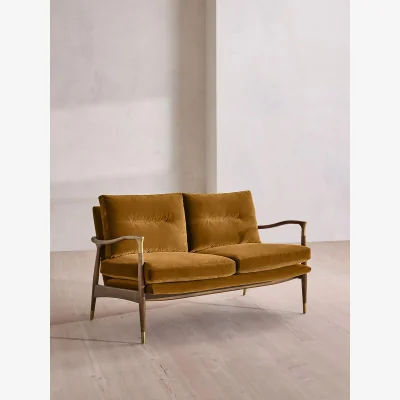 Soho Home Theodore Two Seater Sofa, Velvet, Mustard, UK