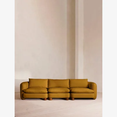 Soho Home Vivienne Modular Sofa, Four Seater, Linen, Turmeric, UK