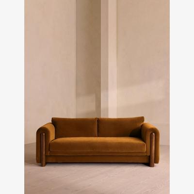 Soho Home Faarell Three Seater Sofa, Velvet, Mustard