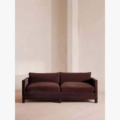 Soho Home Ashford Three Seater Sofa, Velvet, Aubergine, UK
