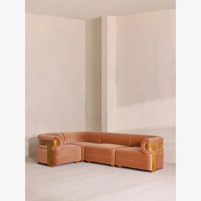 Soho Home Caleb Modular L-Shape Sofa, Velvet, Antique Rose, Dark Burl, UK