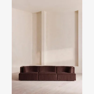 Soho Home Hamish Modular Sofa, Four Seater, Velvet, Aubergine, UK