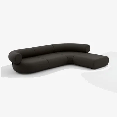 Tom Dixon Tom Dixon - Fat L-Shaped Modular Sofa - Configuration 3 - Dark Grey (Kvadrat Divina Melange 0180)