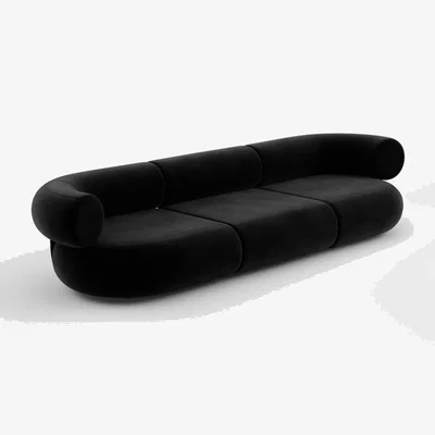 Tom Dixon Tom Dixon - Fat 3-Seater Modular Sofa - Configuration 2 - Black (Kvadrat Gentle 0193)