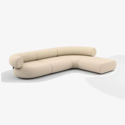 Tom Dixon Tom Dixon - Fat L-Shaped Modular Sofa - Configuration 3 - Coconut (Linara 2494 138)