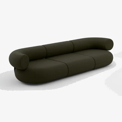 Tom Dixon Tom Dixon - Fat 3-Seater Modular Sofa - Configuration 2 - Tarragon (Linara 2494 100)