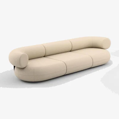 Tom Dixon Tom Dixon - Fat 3-Seater Modular Sofa - Configuration 2 - Coconut (Linara 2494 138)