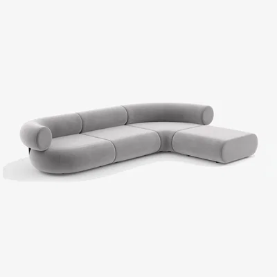 Tom Dixon Tom Dixon - Fat L-Shaped Modular Sofa - Configuration 3 - Silver (Royal 125)