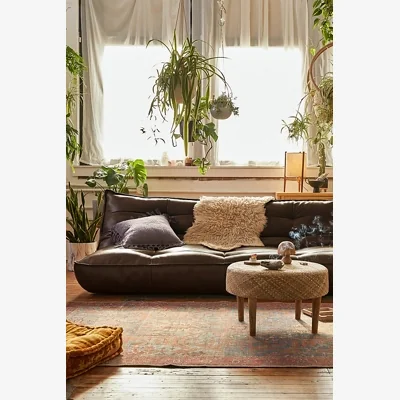 Urban Outfitters Greta Faux Leather XL Sleeper Sofa - Brown ALL at Urban Outfitters