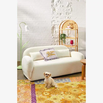 Urban Outfitters Rina Boucle Sofa - White 170cm x 68.5cm x 86cm at Urban Outfitters