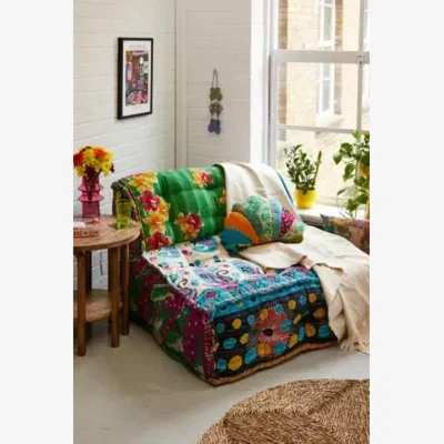 Urban Outfitters Urban Renewal One-Of-A-Kind Kantha Reema Floor Sofa L: 96.5cm x W: 96.5cm x H: 30.5cm at Urban Outfitters