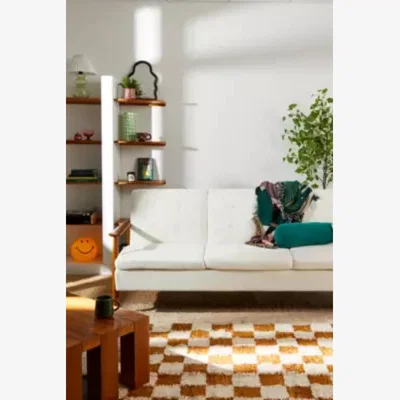 Urban Outfitters Cynthia Boucle Sleeper Three Seat Sofa - White ALL at Urban Outfitters