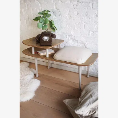 Urban Outfitters Urban Renewal Remade Vintage Mid-Century Curved Wood Telephone Seat - Neutral ALL at Urban Outfitters